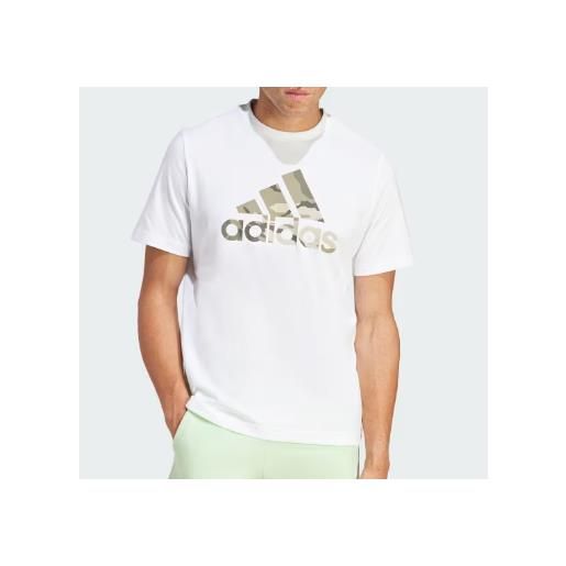Adidas m camo g t 1 t-shirt m/m bianca logo camo verde uomo