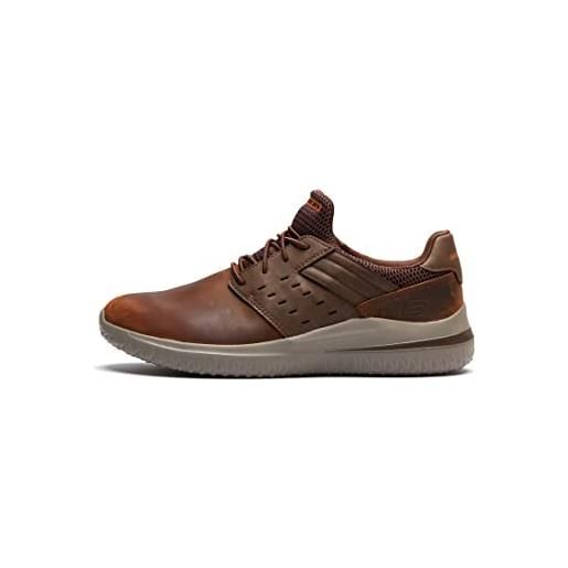 Skechers delson 3.0 ezra, scarpe da ginnastica uomo, dark brown leather w/ mesh, 48.5 eu