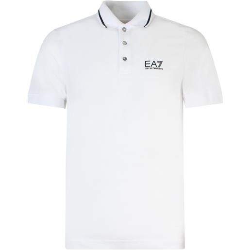 EA7 polo bianca con logo per uomo