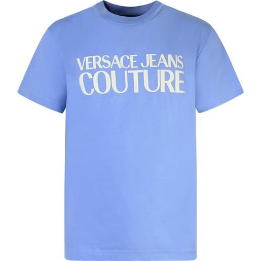 VERSACE JEANS COUTURE t-shirt lilla con logo per uomo