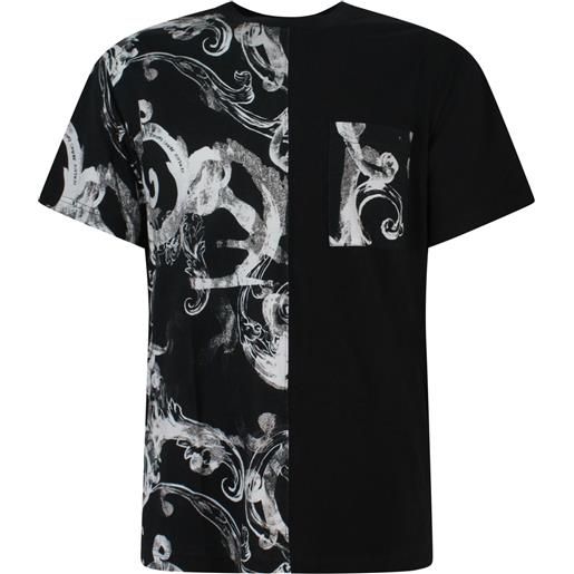 VERSACE JEANS COUTURE t-shirt nera con fantasia per uomo