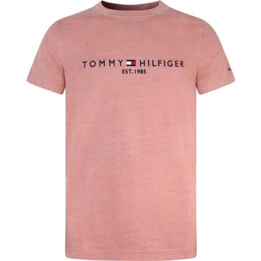 TOMMY HILFIGER t-shirt rosa con logo centrale per uomo