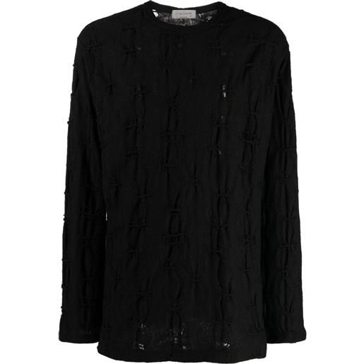 Yohji Yamamoto maglione con dettagli traforati - nero
