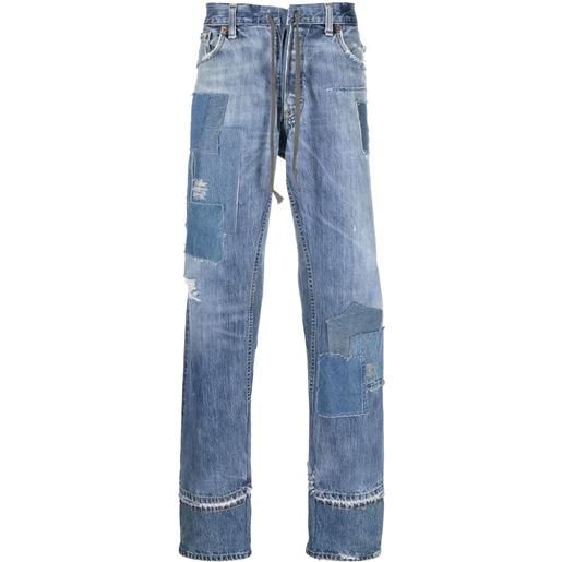 Greg Lauren jeans dritti con dettaglio patchwork - blu
