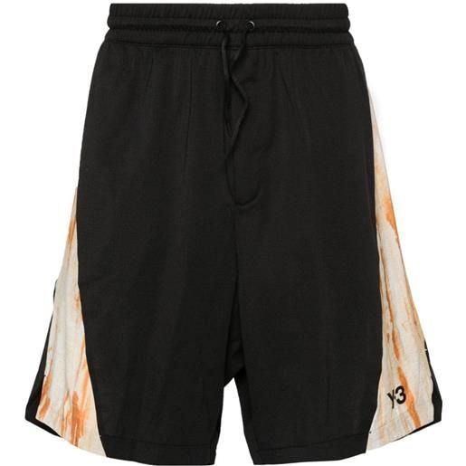 Y-3 shorts sportivi con fantasia tie dye - nero