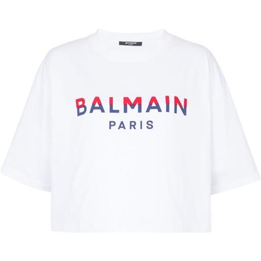 Balmain t-shirt crop con logo - bianco