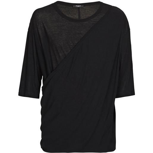 Balmain t-shirt drappeggiata - nero