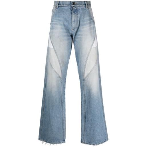 Balmain exposed-pocket cotton jeans - blu