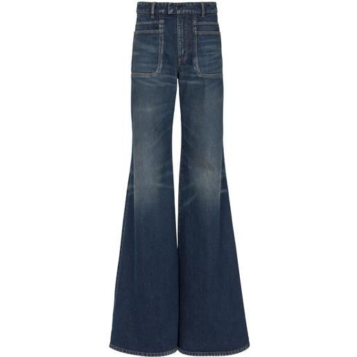Balmain jeans a gamba ampia con applicazione - blu