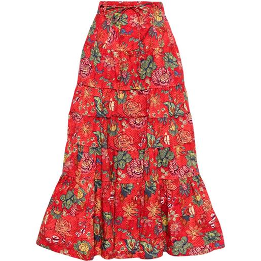 Ulla Johnson aspen cotton midi skirt - rosso