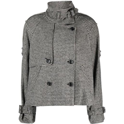 Gestuz houndstooth-pattern double-breasted jacket - bianco