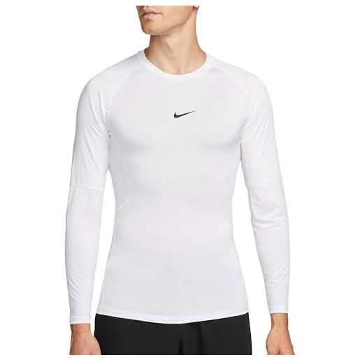Nike fb7919-100 m np df tight top ls maglia lunga uomo white/black taglia l