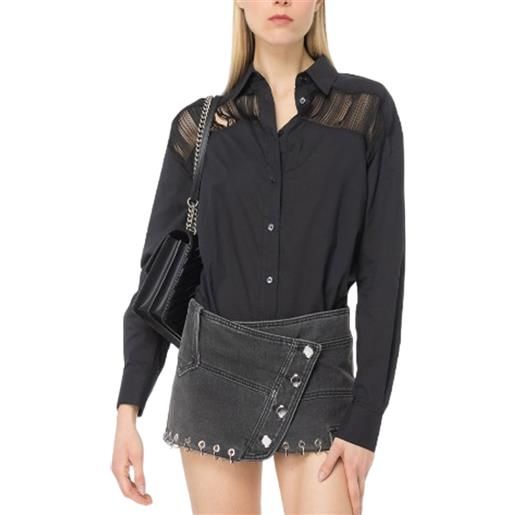 PINKO camicia in mussola con frange - 103738a1xn - nero