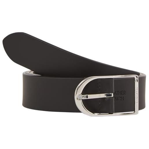 Calvin Klein cintura donna centre bridge buckle belt 3.0 in pelle, bianco (bright white), 85 cm