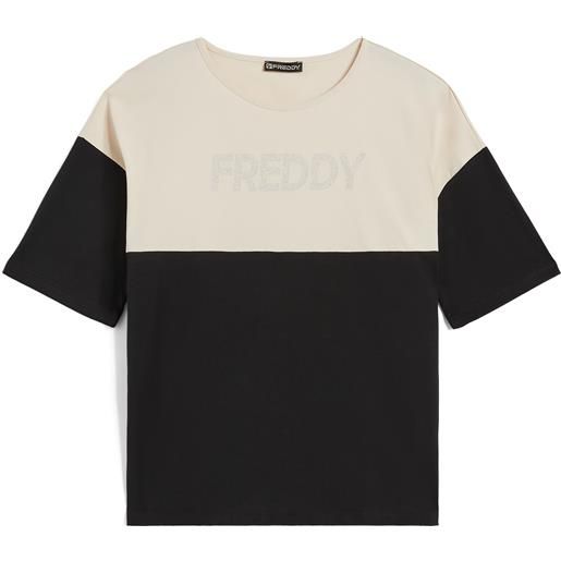 Freddy t-shirt con spalle in contrasto colore e stampa argento
