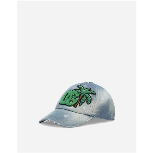 Dolce & Gabbana cappello con visiera in denim con logo dg