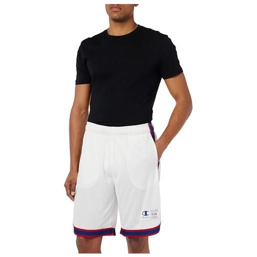 Champion legacy basketball - soft mesh bermuda pantaloncini, bianco, l uomo fw23