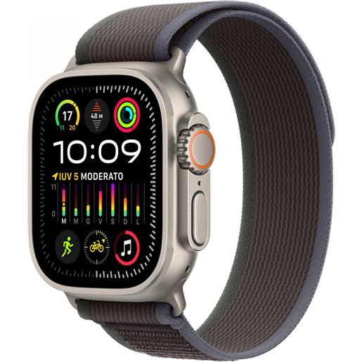 Apple watch ultra 2 gps + cellular cassa 49mm in titanio con cinturino blu/nero trail loop - s/m mrf53tya