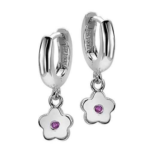 Orphelia zo-6074 - orecchini ad anello, per bambini, argento 925 rodiato, con zirconi rosa a taglio brillante