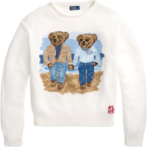 Polo Ralph Lauren maglione ralph & ricky bear - bianco