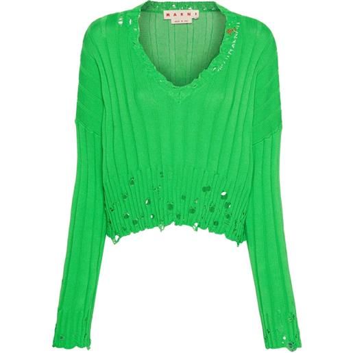 Marni maglione con effetto vissuto - verde