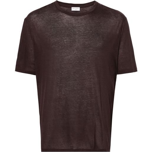 Saint Laurent t-shirt semi trasparente - marrone