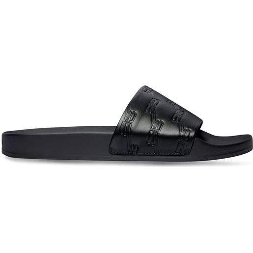 Balenciaga sandali slides con monogramma bb - nero