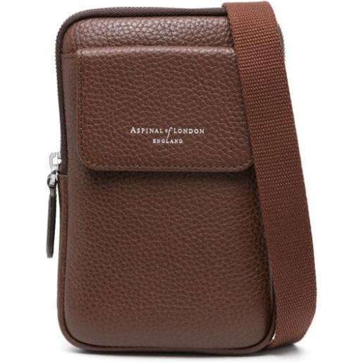 Aspinal Of London reporter leather crossbody phone bag - marrone