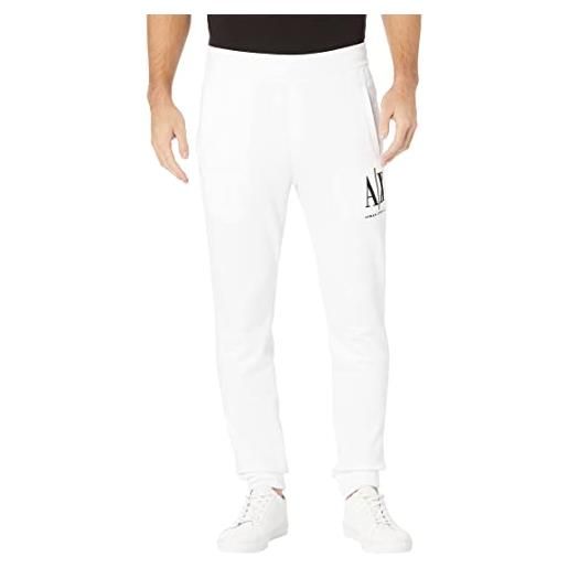 Armani Exchange icon project-pantaloni da jogging con logo ricamato tuta, bianco, l uomo