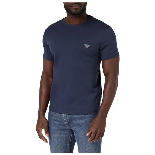 Emporio Armani eagle patch crew neck t-shirt, t-shirt uomo, blu (navy blue), xxl