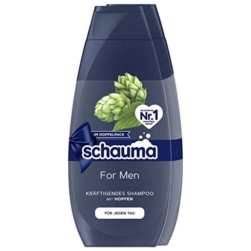 Schauma schwarzkopf Schauma shampoo per uomo (2 x 400 ml), shampoo da uomo rinforzante garantisce capelli forti e nutre la struttura dei capelli, shampoo per capelli perfetto per capelli normali