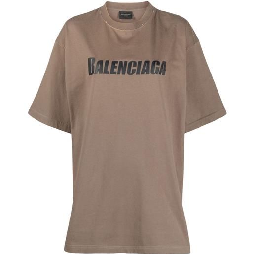 Balenciaga t-shirt con stampa - marrone