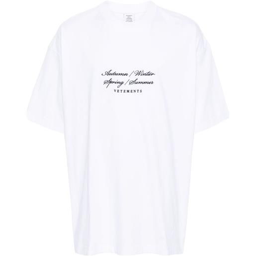 VETEMENTS t-shirt con ricamo - bianco
