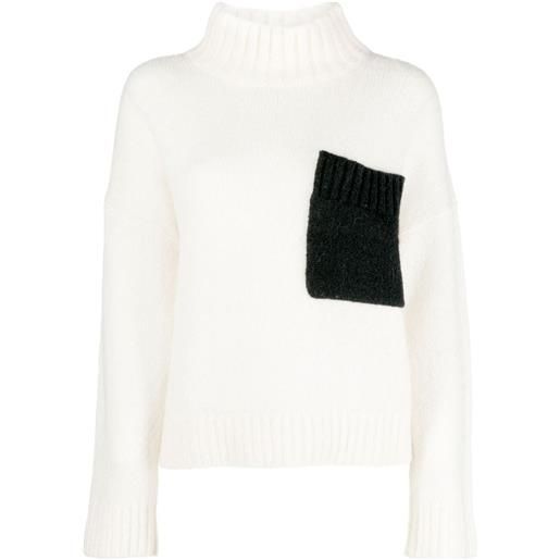 Luisa Cerano maglione con tasche a contrasto - bianco
