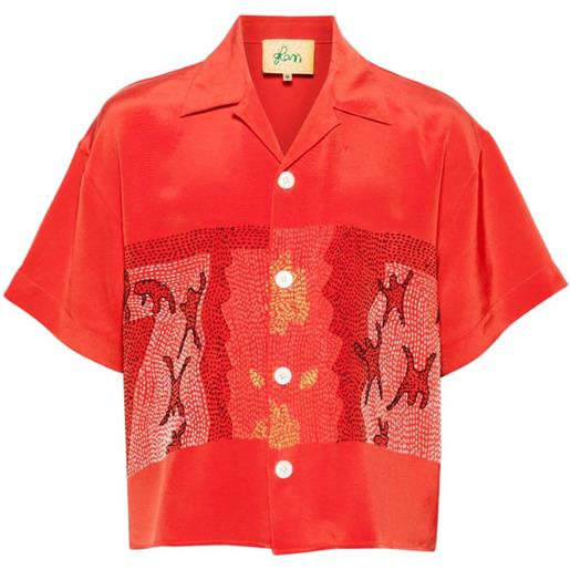 Glass Cypress camicia con ricamo inferno - rosso