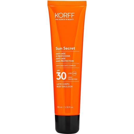 Korff sun secret latte solare protettivo ed anti-age spf 30 100 ml