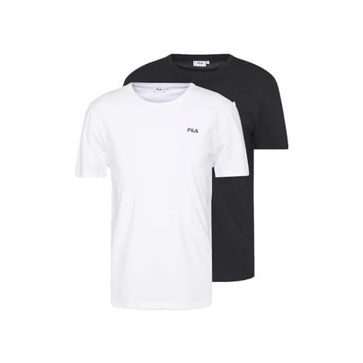 Fila brod tea-confezione doppia t-shirt, nero-bianco brillante, 3xl uomo