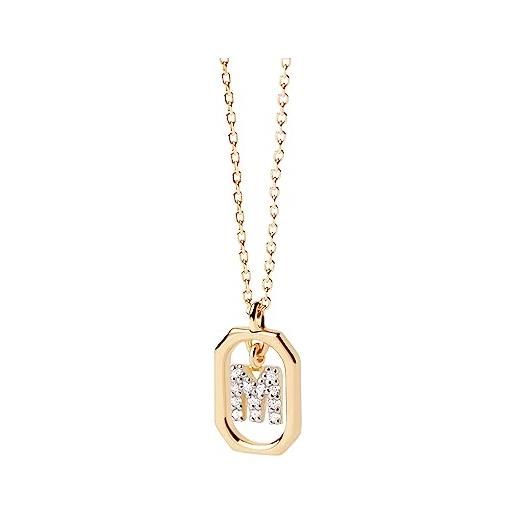 P D PAOLA pdpaola mini letter m necklace collana con ciondolo a forma di lettera oro, onesize, argento sterling, zirconia cubica