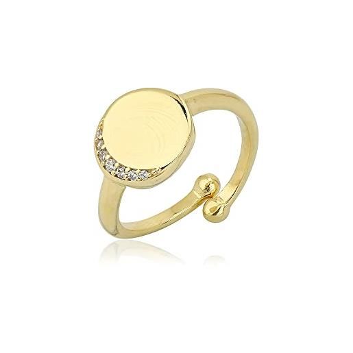 Vanbelle 18k placcato oro gioielli forma ovale con borchie a mezzaluna anello regolabile con zirconi pietra per donne e ragazze