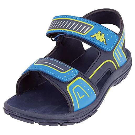 Kappa paxos sandali unisex - bambini e ragazzi, blu (navy/lime), 27 eu