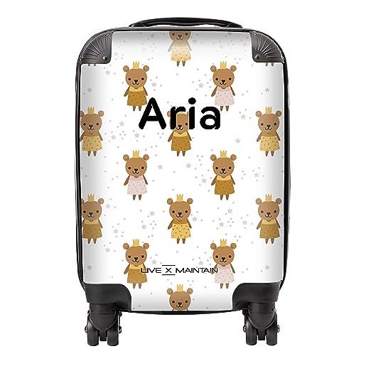 LIVE x MAINTAIN valigia personalizzata per bambini, con nome e testo, leggera, con 4 ruote girevoli, custodia rigida per cabina e bagaglio per bambini, 44 cm - 29 l, orsi carini, kids carry-on 44cm