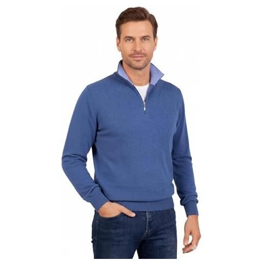 Marenza lupetto zip uomo misto cashmere seta made in italy (xl, blu)