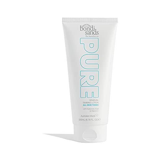 Bondi Sands pure gradual tanning lotion | hydrating formula builds a natural golden tan, enriched with cocoa & shea butter, hyaluronic acid, & vitamins c + e, vegan + cruelty free | 200 ml/6.76 oz