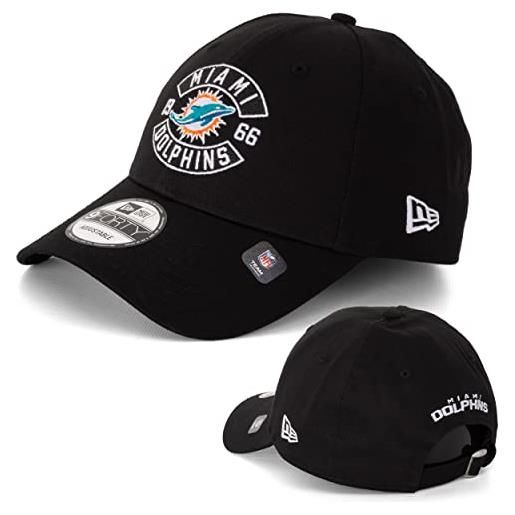 New Era - berretto da baseball 9forty, da uomo, con logo mlb, nba, nfl, edizione limitata, miami dolphins nero, taglia unica