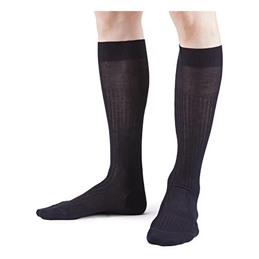 Ciocca calza lunga costa larga, in 100% cotone filo scozia - 6 paia. - made in italy blu 12 (scarpa 44)