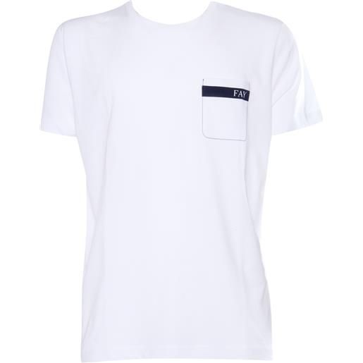 Fay t-shirt bianca con tasca