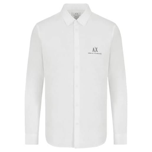 Armani Exchange a| x long sleeve icon logo button shirt camicia elegante, nero, m uomo