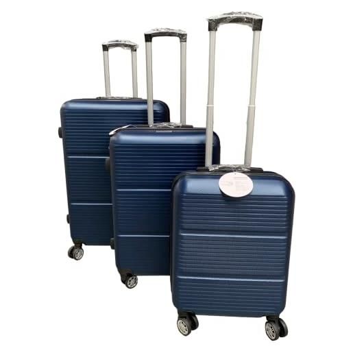 ito electronics set di 3 valigie con serratura a combinazione, 4 pezzi, colore: blu, blu, kofferset 3-teilig, set di valigie