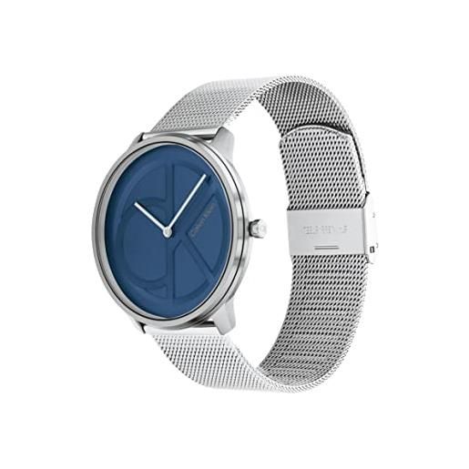 Calvin Klein orologio analogico al quarzo unisex con cinturino in maglia metallica in acciaio inossidabile argentato - 25200031