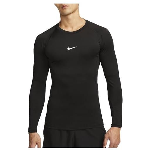 Nike df tight top maglia lunga black/white l
